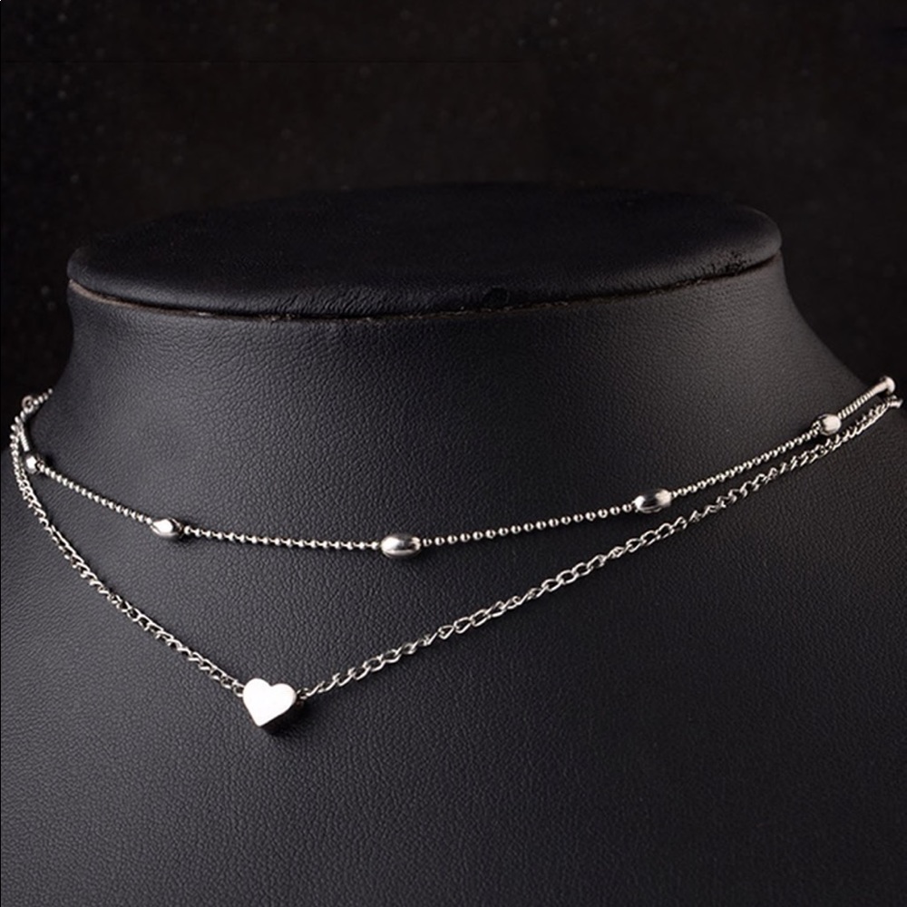 Last 2! 💕 Double layer heart necklace choker - Picture 2 of 4
